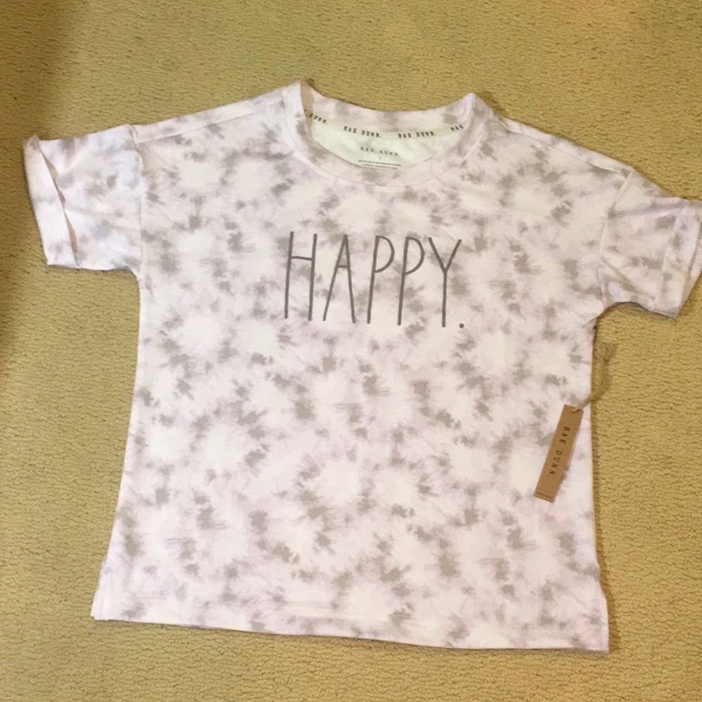 NWT Rae Dunn HAPPY T shirt small